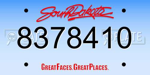 8378410 South Dakota License Plate