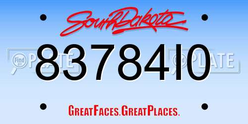 83784I0 South Dakota License Plate