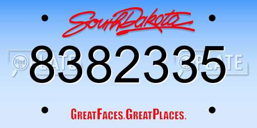 8382335 South Dakota License Plate