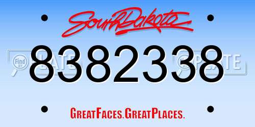 8382338 South Dakota License Plate