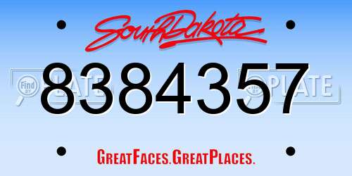 8384357 South Dakota License Plate