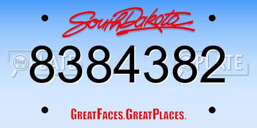 8384382 South Dakota License Plate
