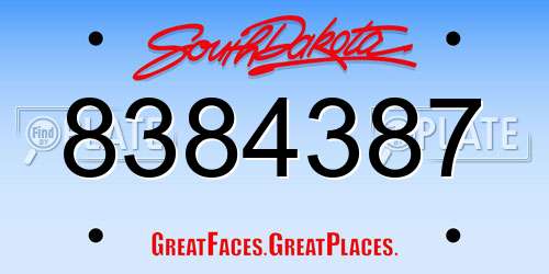 8384387 South Dakota License Plate
