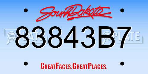 83843B7 South Dakota License Plate