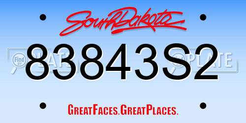 83843S2 South Dakota License Plate
