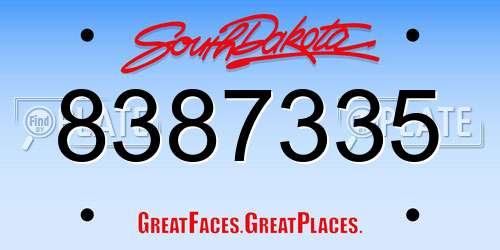 8387335 South Dakota License Plate