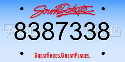 8387338 South Dakota License Plate
