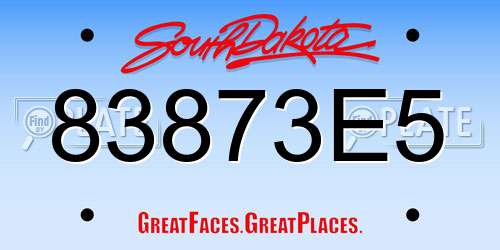 83873E5 South Dakota License Plate