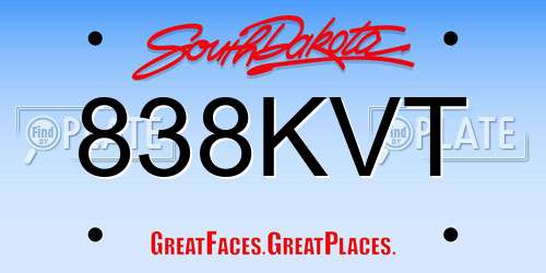 838KVT South Dakota License Plate