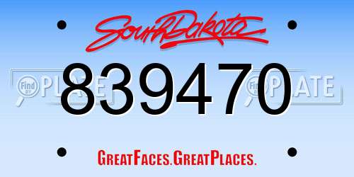 839470 South Dakota License Plate