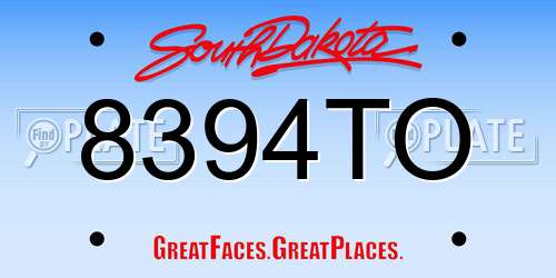 8394TO South Dakota License Plate
