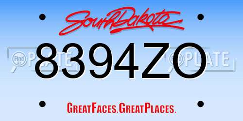 8394ZO South Dakota License Plate