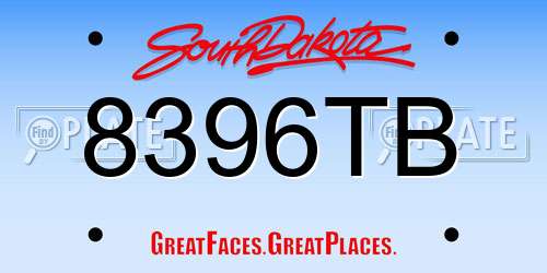 8396TB South Dakota License Plate