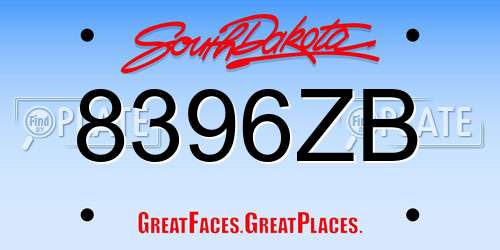 8396ZB South Dakota License Plate