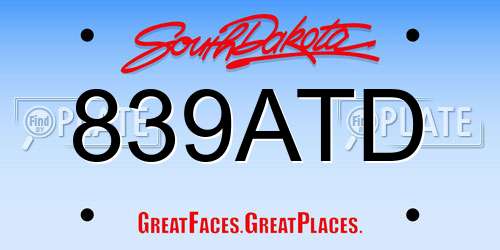 839ATD South Dakota License Plate