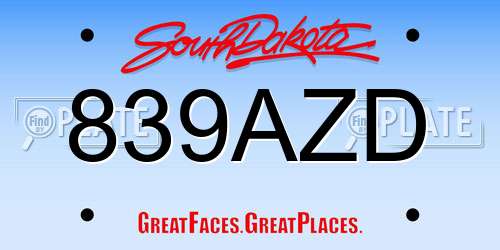 839AZD South Dakota License Plate