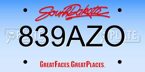 839AZO South Dakota License Plate