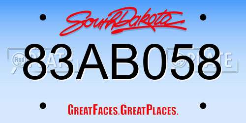 83AB058 South Dakota License Plate