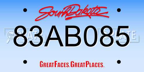 83AB085 South Dakota License Plate
