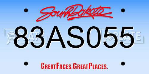83AS055 South Dakota License Plate