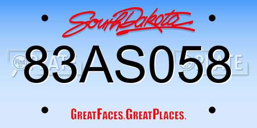 83AS058 South Dakota License Plate