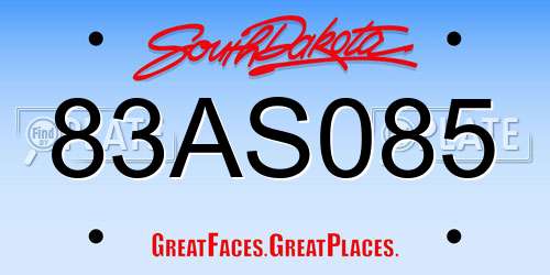 83AS085 South Dakota License Plate