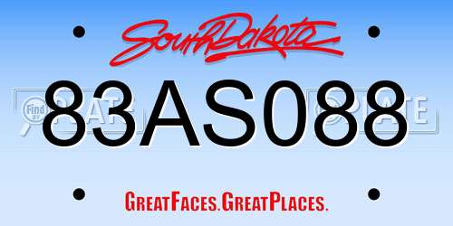 83AS088 South Dakota License Plate