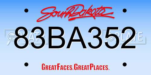 83BA352 South Dakota License Plate
