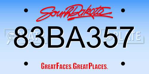 83BA357 South Dakota License Plate