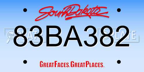 83BA382 South Dakota License Plate