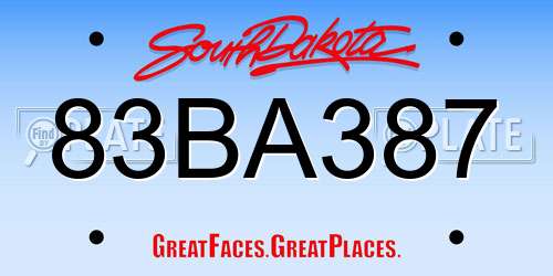 83BA387 South Dakota License Plate