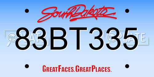 83BT335 South Dakota License Plate