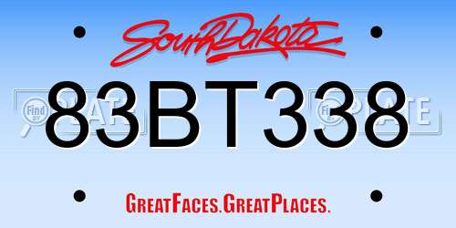 83BT338 South Dakota License Plate
