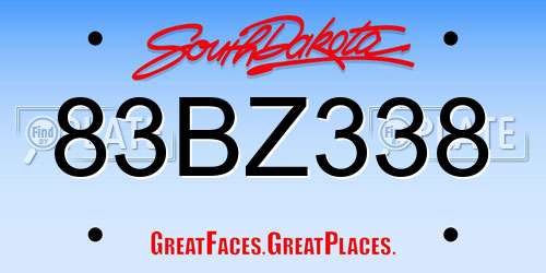 83BZ338 South Dakota License Plate