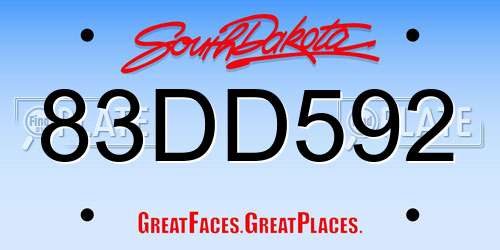 83DD592 South Dakota License Plate