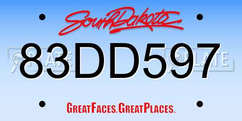83DD597 South Dakota License Plate