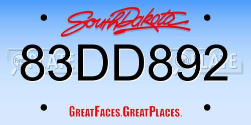 83DD892 South Dakota License Plate