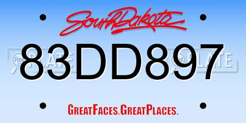 83DD897 South Dakota License Plate