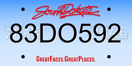 83DO592 South Dakota License Plate