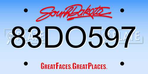83DO597 South Dakota License Plate