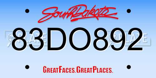 83DO892 South Dakota License Plate