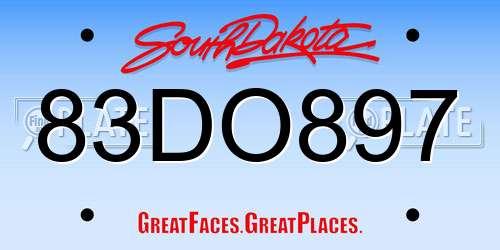 83DO897 South Dakota License Plate