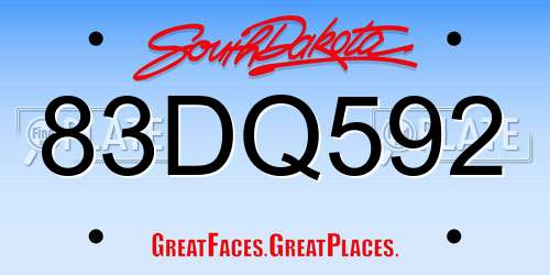 83DQ592 South Dakota License Plate