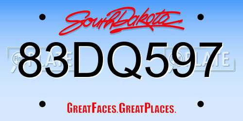 83DQ597 South Dakota License Plate