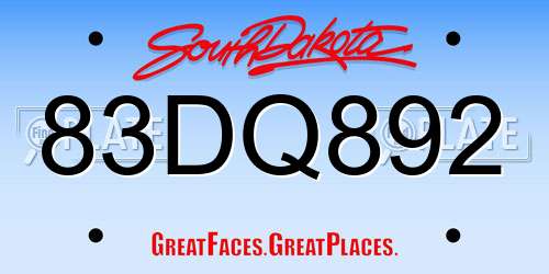 83DQ892 South Dakota License Plate