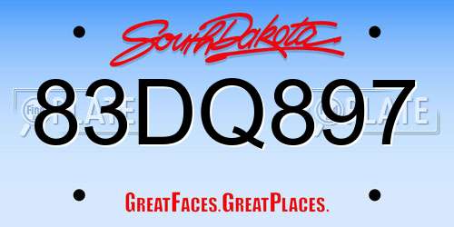 83DQ897 South Dakota License Plate