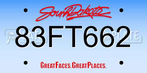 83FT662 South Dakota License Plate