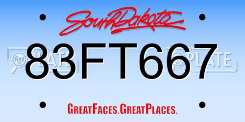 83FT667 South Dakota License Plate