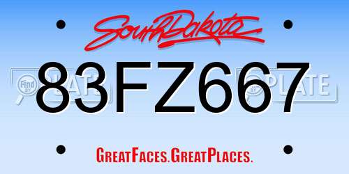 83FZ667 South Dakota License Plate
