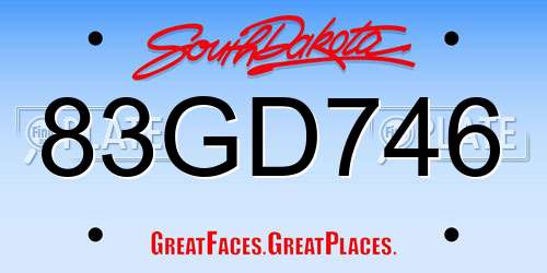 83GD746 South Dakota License Plate